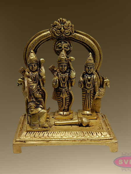 6 Inch Rama Parivar Brass Idol – Sita, Lakshmana & Hanuman with Arch | Ram Darbar Pooja Statue