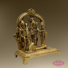 6 Inch Rama Parivar Brass Idol – Sita, Lakshmana & Hanuman with Arch | Ram Darbar Pooja Statue