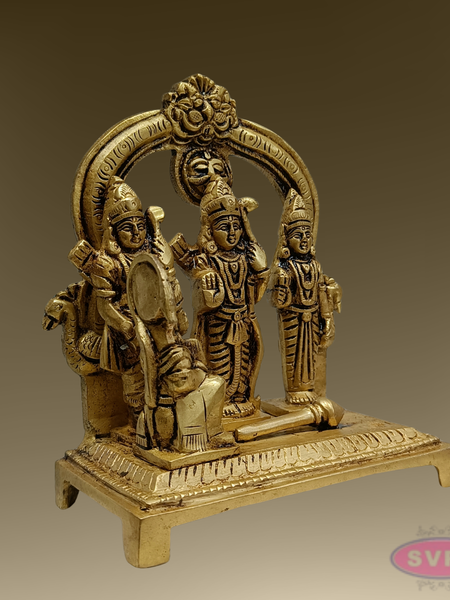 6 Inch Rama Parivar Brass Idol – Sita, Lakshmana & Hanuman with Arch | Ram Darbar Pooja Statue