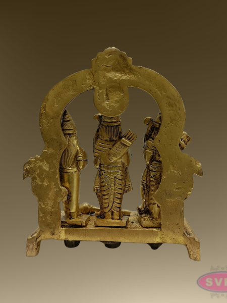 6 Inch Rama Parivar Brass Idol – Sita, Lakshmana & Hanuman with Arch | Ram Darbar Pooja Statue