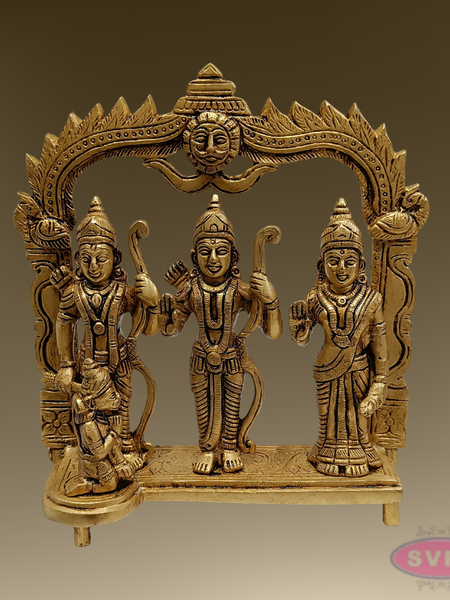 8 Inch Ram Darbar Brass Murti – Divine Rama Parivar Statue for Mandir Decoration