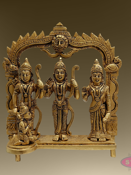 8 Inch Ram Darbar Brass Murti – Divine Rama Parivar Statue for Mandir Decoration