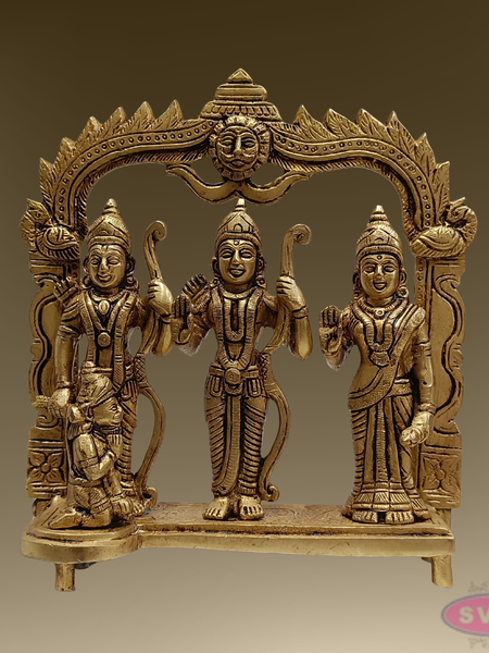 8 Inch Ram Darbar Brass Murti – Divine Rama Parivar Statue for Mandir Decoration