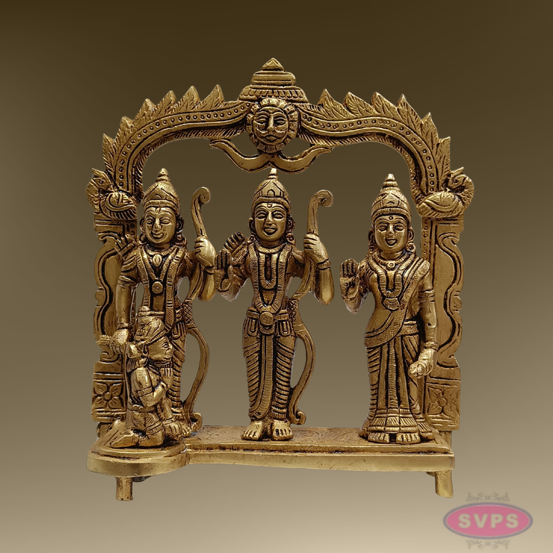 8 Inch Ram Darbar Brass Murti – Divine Rama Parivar Statue for Mandir Decoration