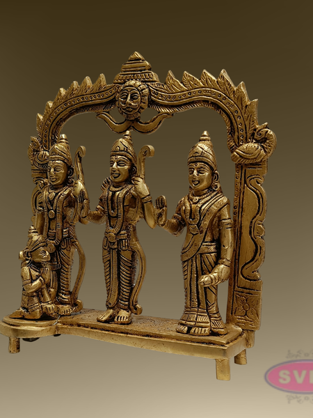 8 Inch Ram Darbar Brass Murti – Divine Rama Parivar Statue for Mandir Decoration