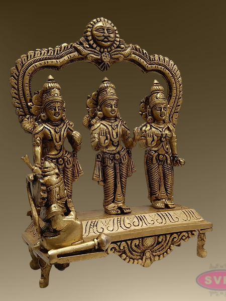 Ram Darbar Brass Idol 9 Inch – Sita Ram Lakshman Hanuman Pooja Set with Arch