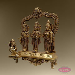 Ram Darbar Brass Idol 9 Inch – Sita Ram Lakshman Hanuman Pooja Set with Arch