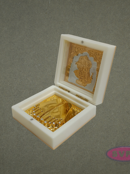 Lord Radha Krishna Paduka Box – Decorative Pooja Gift Box
