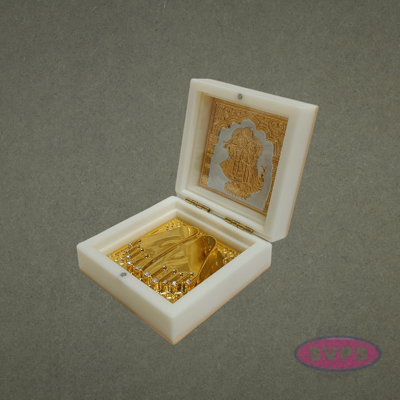 Lord Radha Krishna Paduka Box – Decorative Pooja Gift Box