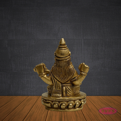 Antique Finish Brass Saraswati Idol – Goddess of Music & Wisdom with Veena