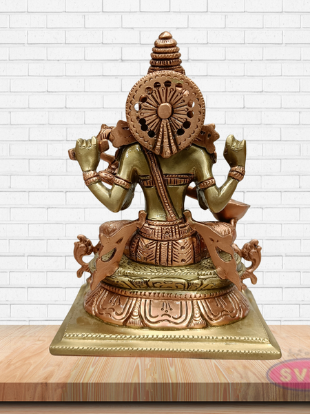 Brass Goddess Saraswati Idol with Veena – Handcrafted Vidya Lakshmi Murti for Pooja
