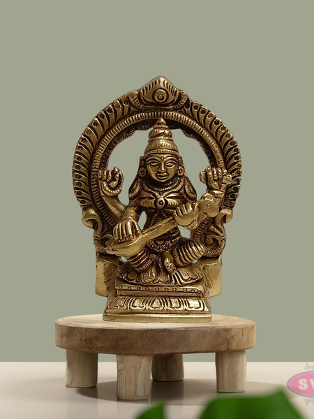 Brass Saraswati Idol Prabhavali Arch