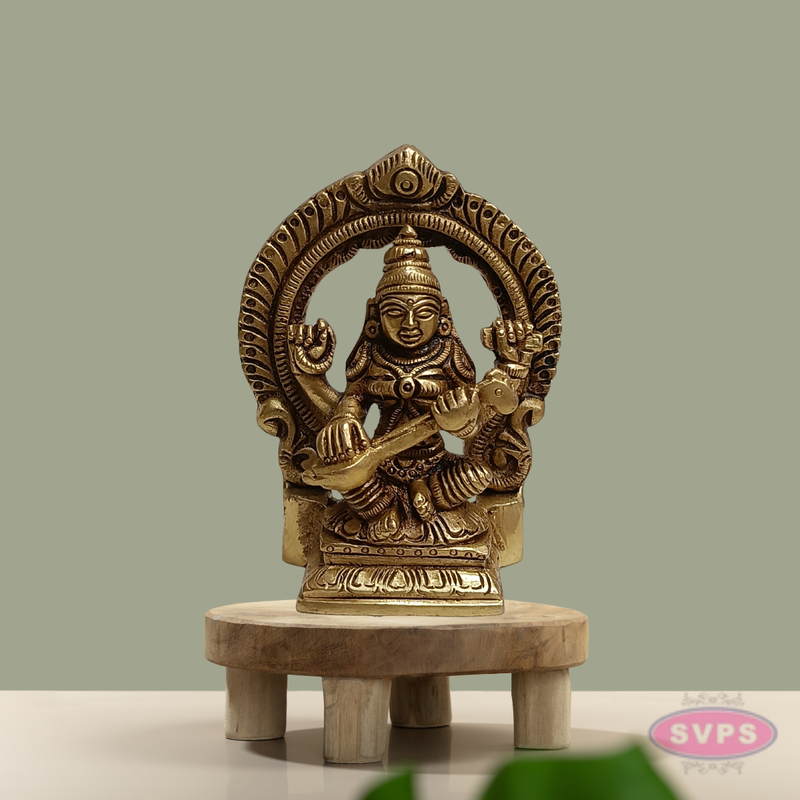 Brass Saraswati Idol Prabhavali Arch