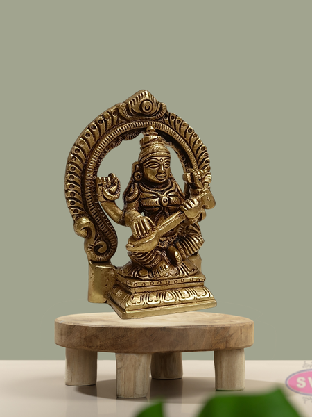Brass Saraswati Idol Prabhavali Arch