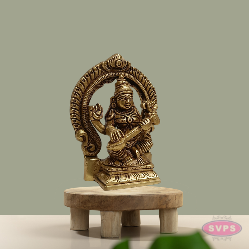 Brass Saraswati Idol Prabhavali Arch