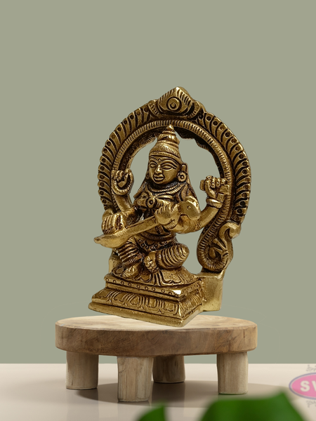 Brass Saraswati Idol Prabhavali Arch