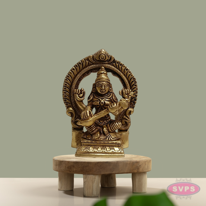 Brass Saraswati Idol Prabhavali Arch