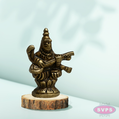 Mini Saraswathi Idol 1 Inch Brass Murti for Pooja & Pocket Temple
