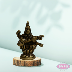 Mini Saraswathi Idol 1 Inch Brass Murti for Pooja & Pocket Temple