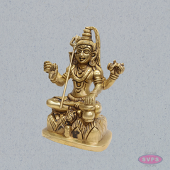 Brass Lord Shiva Murti – Seated Mahadev Idol for Home Temple