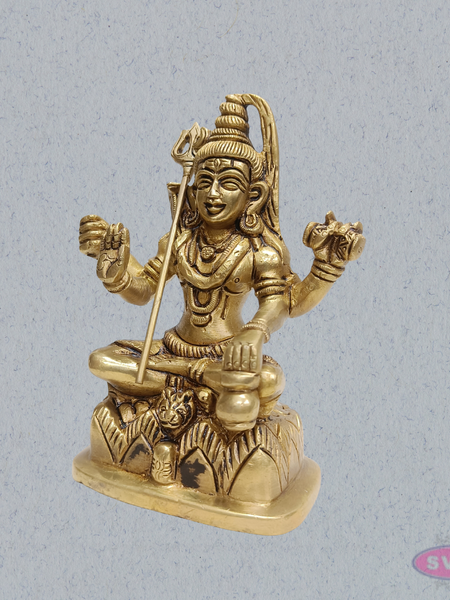 Brass Lord Shiva Murti – Seated Mahadev Idol for Home Temple