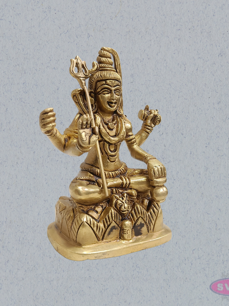 Brass Lord Shiva Murti – Seated Mahadev Idol for Home Temple