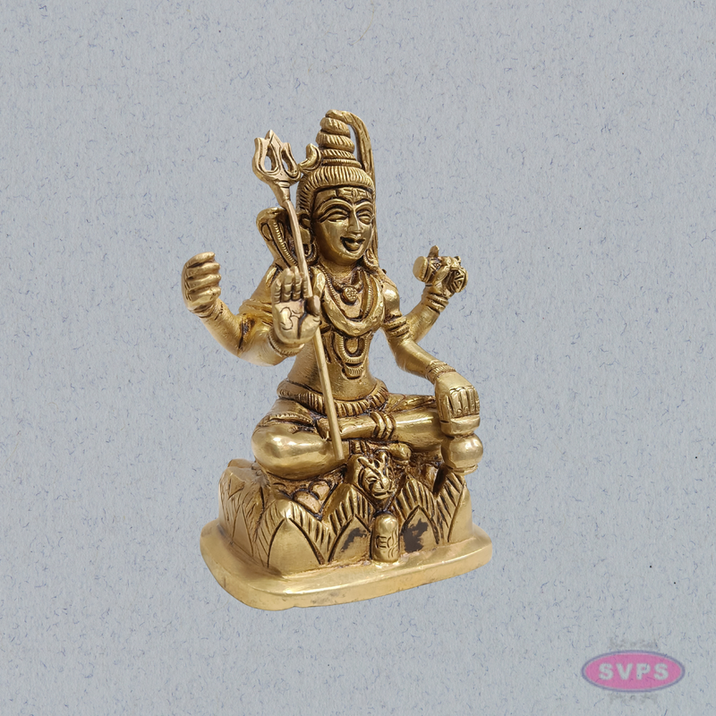 Brass Lord Shiva Murti – Seated Mahadev Idol for Home Temple