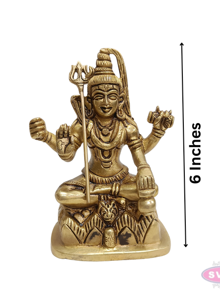 Brass Lord Shiva Murti – Seated Mahadev Idol for Home Temple