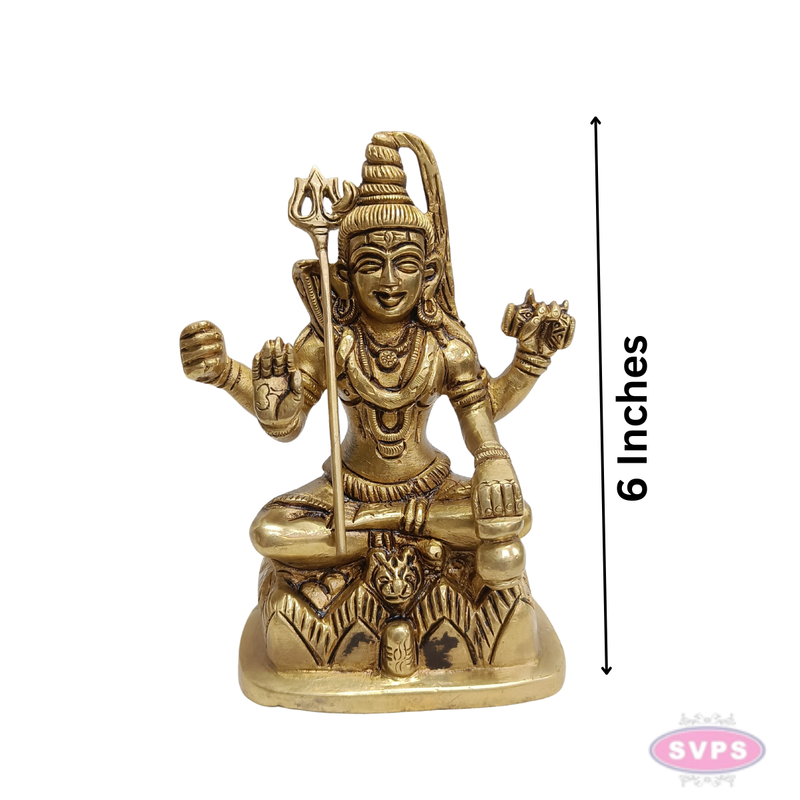 Brass Lord Shiva Murti – Seated Mahadev Idol for Home Temple