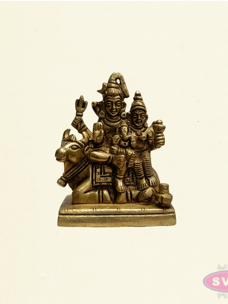 Handcrafted Brass Shiv Parivar Idol with Nandi – Traditional Hindu Family Statue