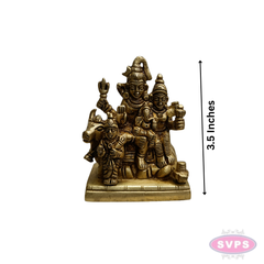 Brass Shiva Family Statue with Lord Murugan, Ganesha & Nandi