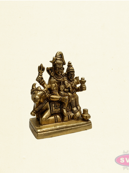Handcrafted Brass Shiv Parivar Idol with Nandi – Traditional Hindu Family Statue