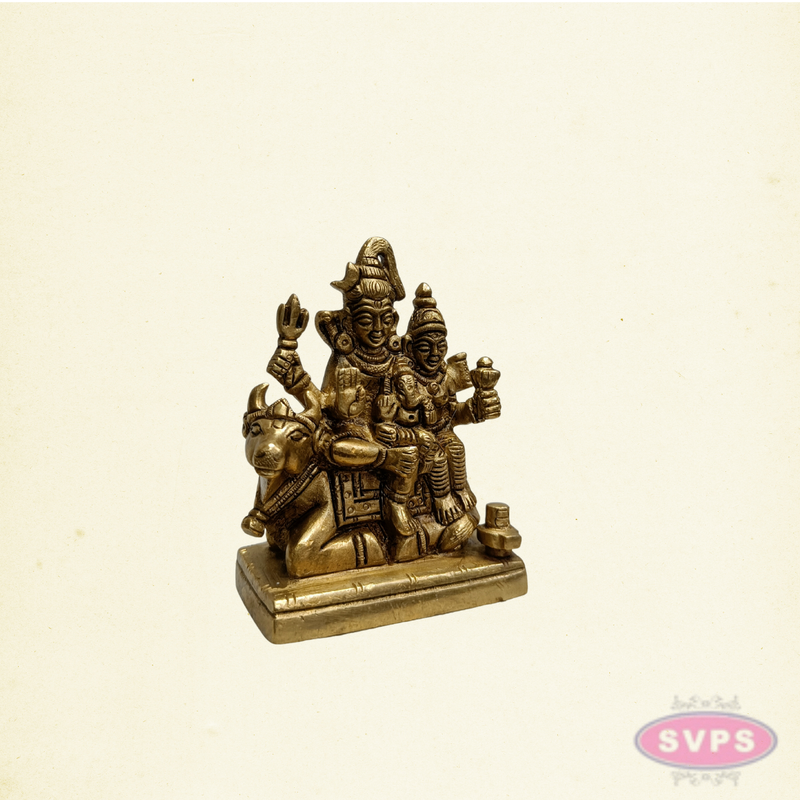 Handcrafted Brass Shiv Parivar Idol with Nandi – Traditional Hindu Family Statue