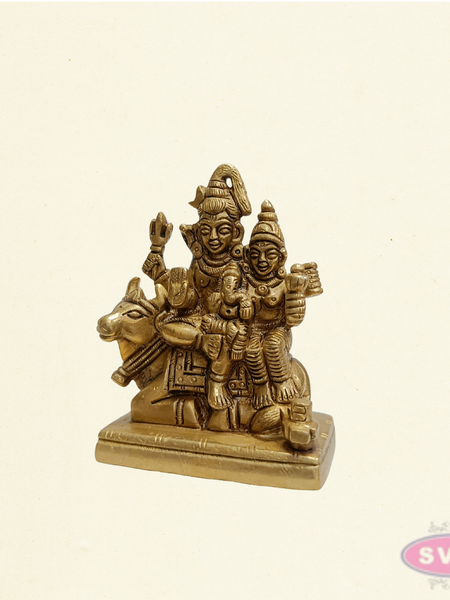 Handcrafted Brass Shiv Parivar Idol with Nandi – Traditional Hindu Family Statue