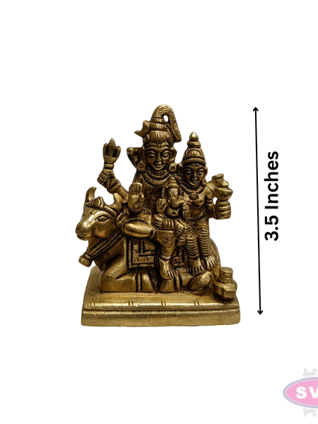 Handcrafted Brass Shiv Parivar Idol with Nandi – Traditional Hindu Family Statue
