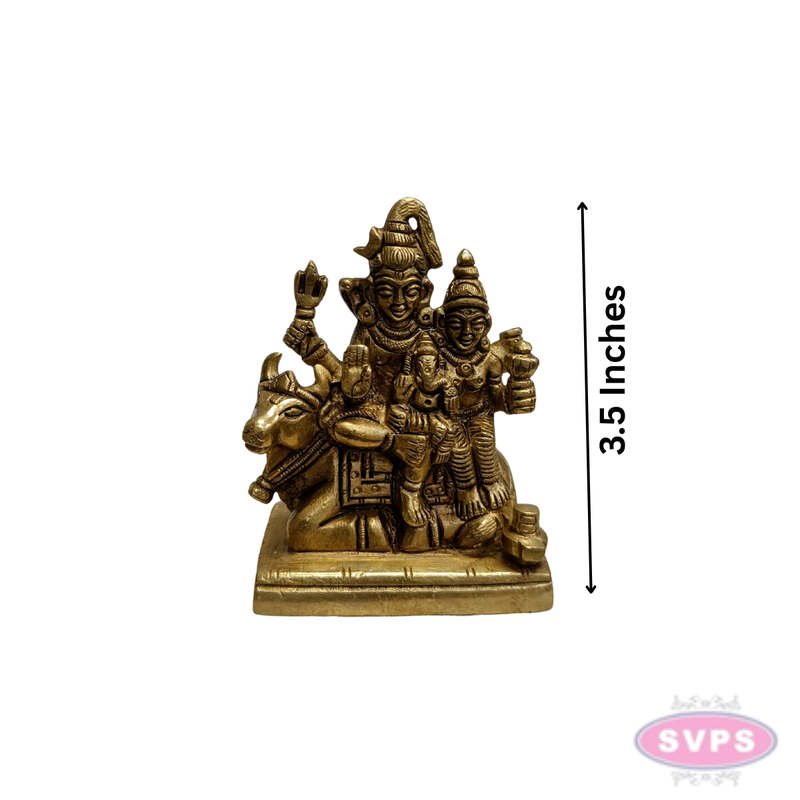 Handcrafted Brass Shiv Parivar Idol with Nandi – Traditional Hindu Family Statue
