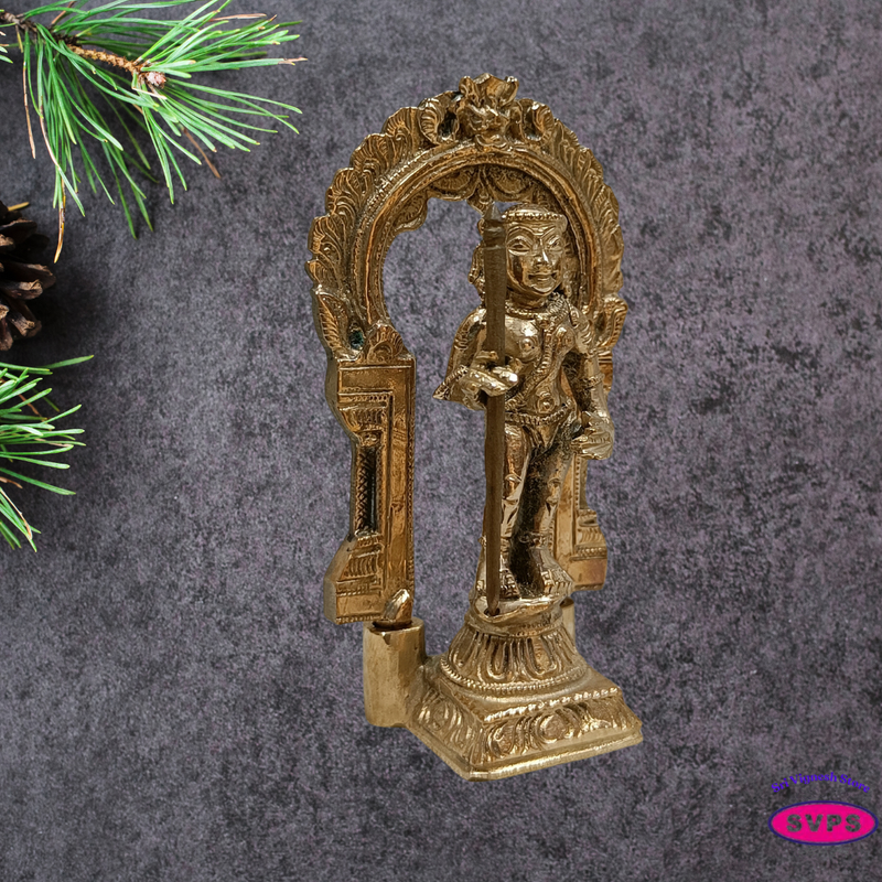Handmade Panchalogam  Palani Murugar With Tiruvachi / Kumarar Karthikeyar Statue - 3.5 Inches