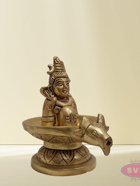 Brass Shiva Lingam with Lord Shiva Idol – Sacred Shivling with Shivan for Pooja