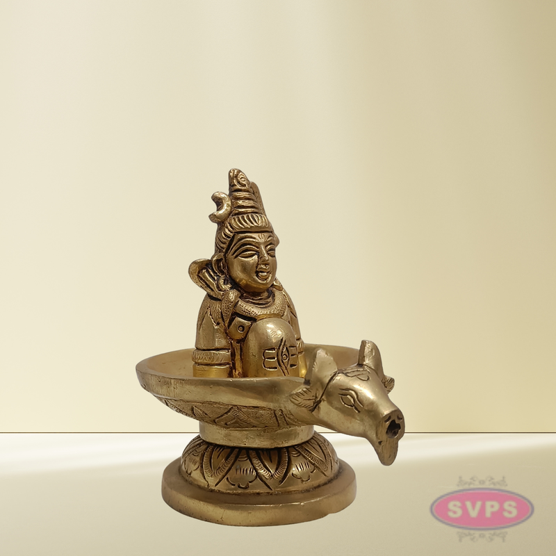Brass Shiva Lingam with Lord Shiva Idol – Sacred Shivling with Shivan for Pooja