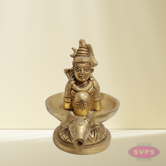 Brass Shiva Lingam with Lord Shiva Idol – Sacred Shivling with Shivan for Pooja