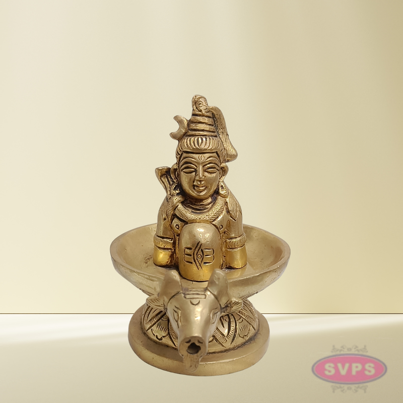 Brass Shiva Lingam with Lord Shiva Idol – Sacred Shivling with Shivan for Pooja
