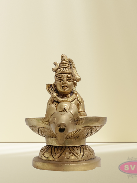 Brass Shiva Lingam with Lord Shiva Idol – Sacred Shivling with Shivan for Pooja