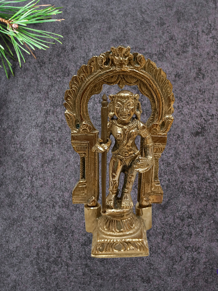 Handmade Panchalogam  Palani Murugar With Tiruvachi / Kumarar Karthikeyar Statue - 3.5 Inches