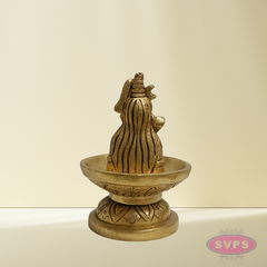 Brass Shiva Lingam with Lord Shiva Idol – Sacred Shivling with Shivan for Pooja