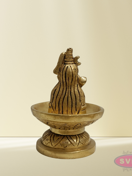 Brass Shiva Lingam with Lord Shiva Idol – Sacred Shivling with Shivan for Pooja