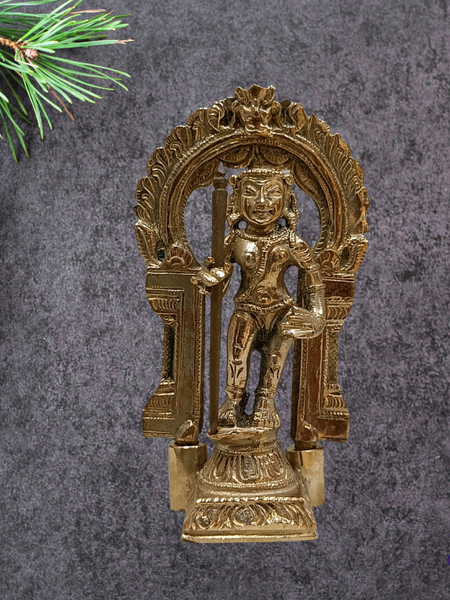 Handmade Panchalogam  Palani Murugar With Tiruvachi / Kumarar Karthikeyar Statue - 3.5 Inches