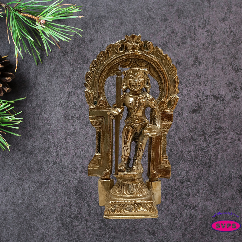 Handmade Panchalogam  Palani Murugar With Tiruvachi / Kumarar Karthikeyar Statue - 3.5 Inches