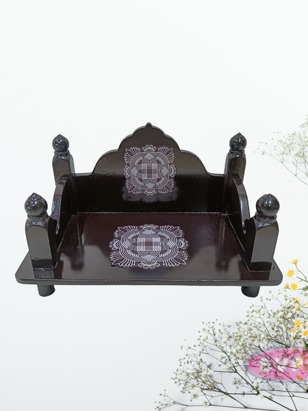 Wooden Pooja Simhasanam for Idols – Classic Dark Finish