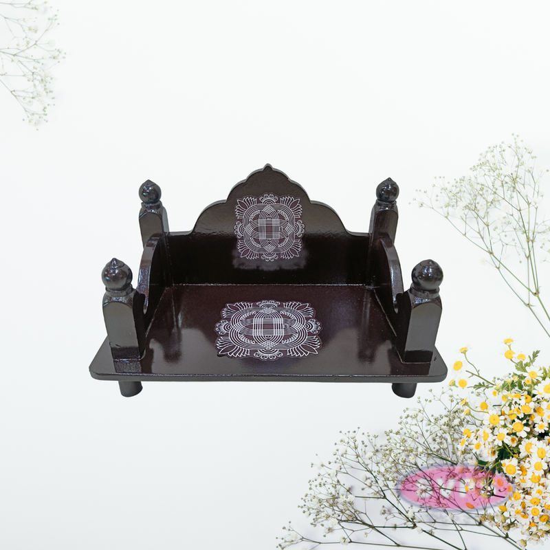 Wooden Pooja Simhasanam for Idols – Classic Dark Finish