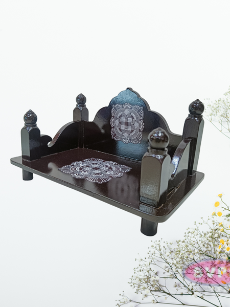 Wooden Pooja Simhasanam for Idols – Classic Dark Finish